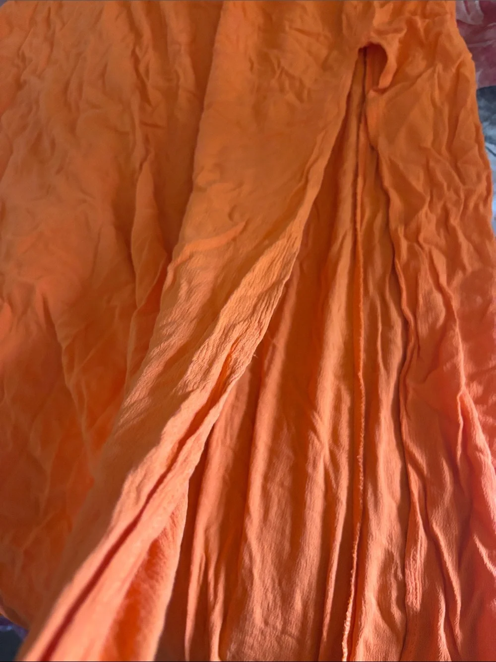 Woman’s Orange Puff-Sleeve Maxi Dress, Size S
